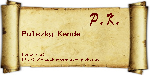 Pulszky Kende névjegykártya